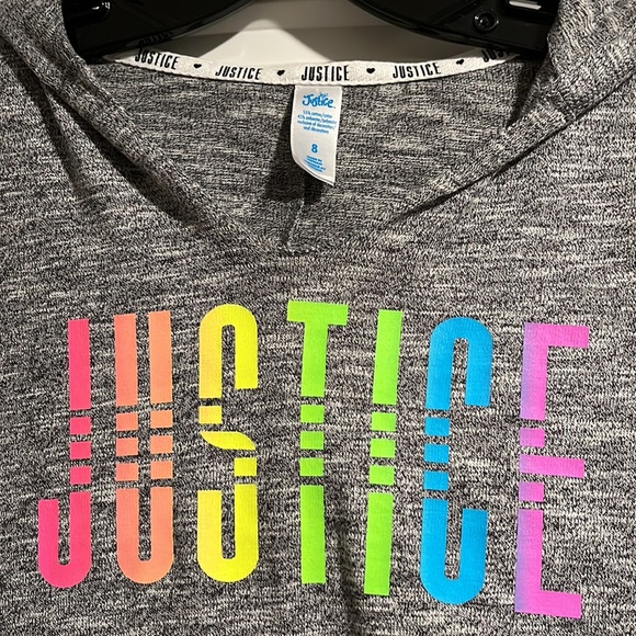 Justice pullover with rainbow letters - super soft - great condition girls sz 8 - Picture 2 of 4